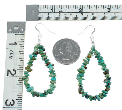 Genuine Sterling Silver Navajo Turquoise Bead Hook Dangle Earrings X10088